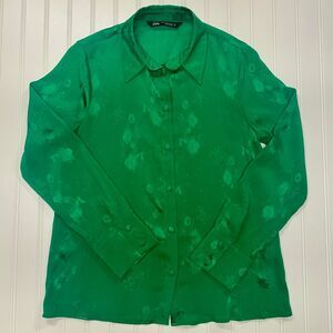 ZARA Textured Green Blouse | Size XS | Fairycore Aesthetic